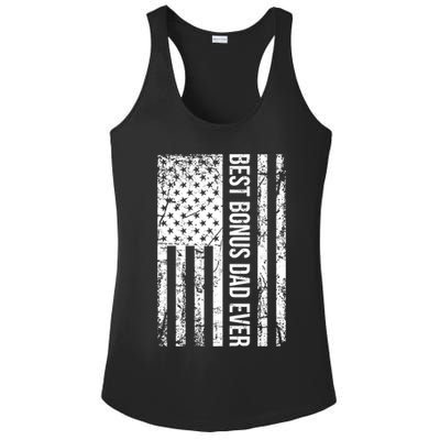 Step Dad For Best Bonus Dad Ever American Flag Fathers Day Meaningful Gift Ladies PosiCharge Competitor Racerback Tank