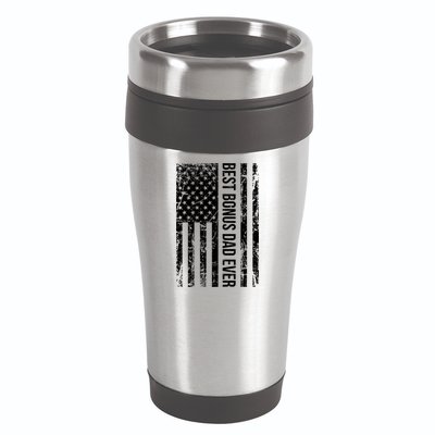 Step Dad For Best Bonus Dad Ever American Flag Fathers Day Meaningful Gift 16oz Travel Tumbler