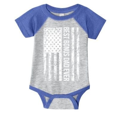 Step Dad For Best Bonus Dad Ever American Flag Fathers Day Meaningful Gift Infant Baby Jersey Bodysuit