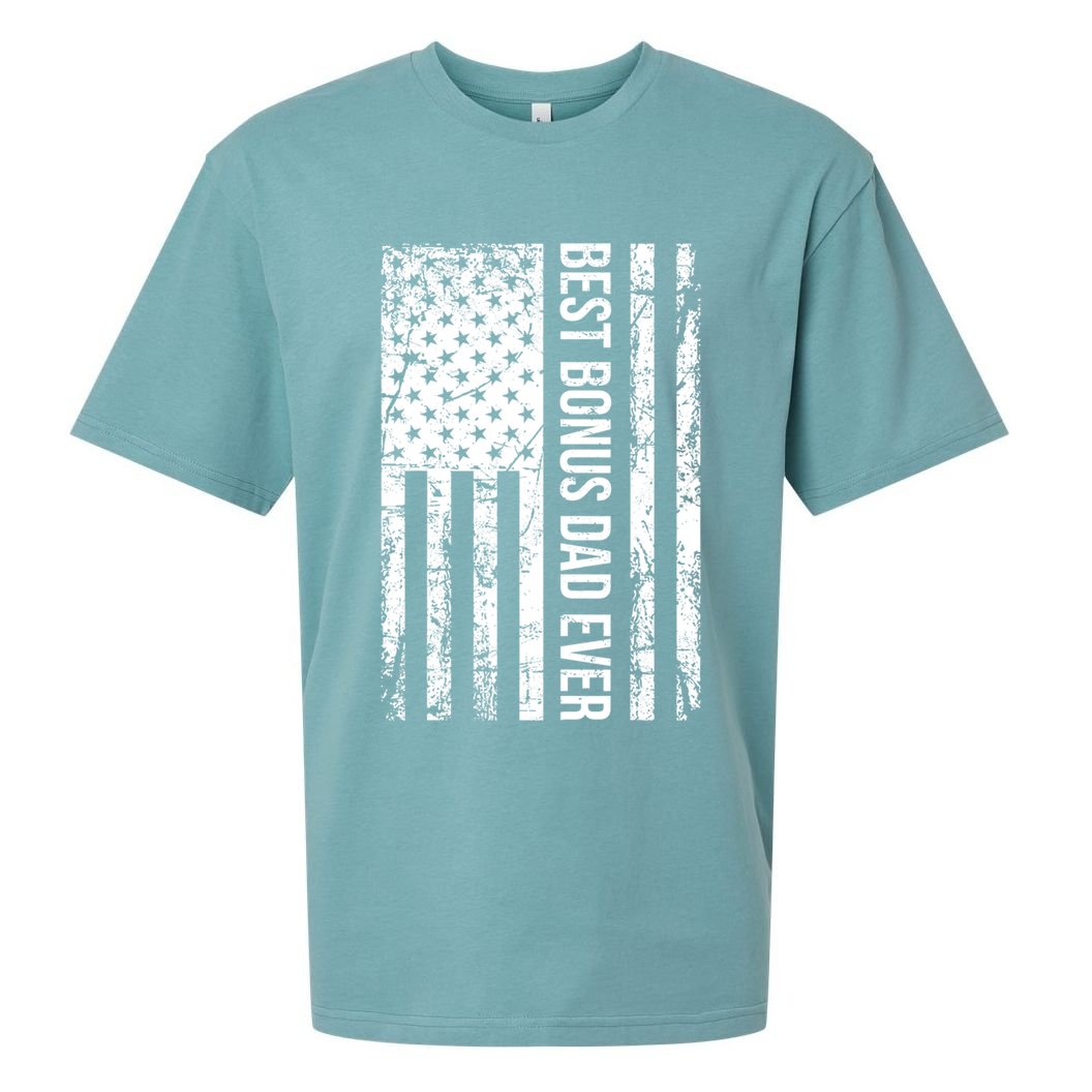 Step Dad For Best Bonus Dad Ever American Flag Fathers Day Meaningful Gift Sueded Cloud Jersey T-Shirt