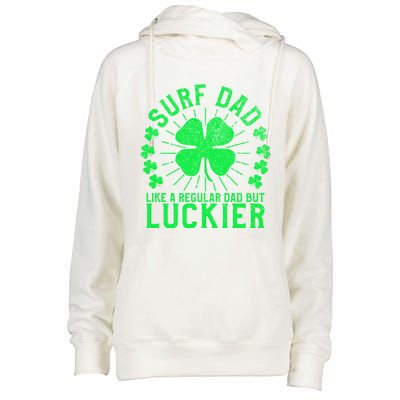 Surf Dad Funny St Patrick's Day Surfer Father Surfing Cute Gift Womens Funnel Neck Pullover Hood