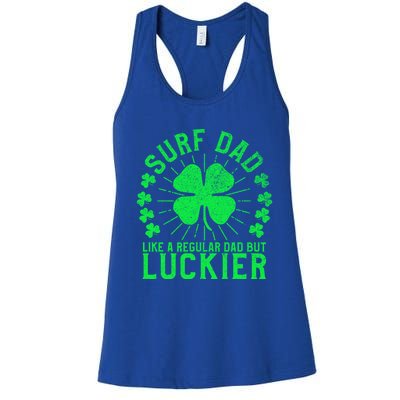 Surf Dad Funny St Patrick's Day Surfer Father Surfing Cute Gift Women's Racerback Tank