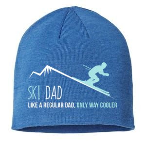 Ski Dad Funny Cute Winter Skiing Gift Sustainable Beanie