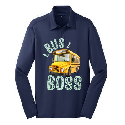 Student Delivery Funny Bus Boss School Bus Driver Silk Touch Performance Long Sleeve Polo