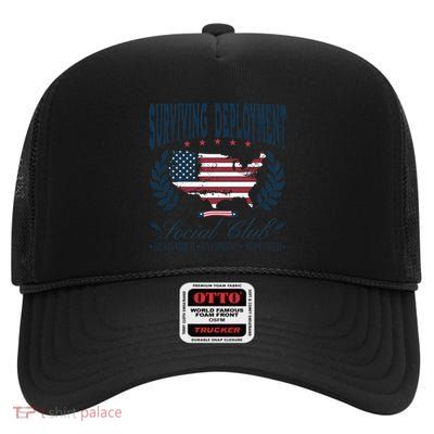 Surviving Deployt Funny Gift For Wife Husband Son Daughter Cute Gift High Crown Mesh Back Trucker Hat