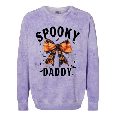 Spooky Daddy Funny Pumpkin Halloween Season Matching Family Colorblast Crewneck Sweatshirt