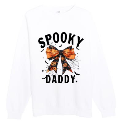 Spooky Daddy Funny Pumpkin Halloween Season Matching Family Premium Crewneck Sweatshirt