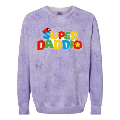 Super Daddio Funny Dad Daddy Father Video Game Lovers Colorblast Crewneck Sweatshirt