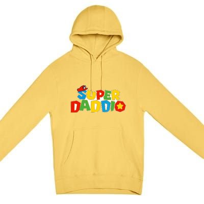 Super Daddio Funny Dad Daddy Father Video Game Lovers Premium Pullover Hoodie