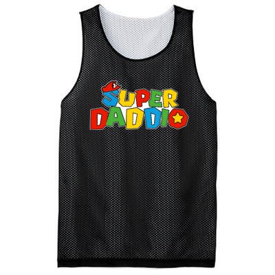 Super Daddio Funny Dad Daddy Father Video Game Lovers Mesh Reversible Basketball Jersey Tank