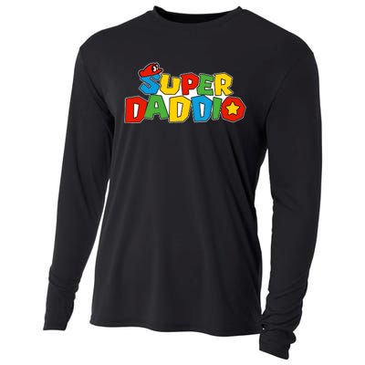 Super Daddio Funny Dad Daddy Father Video Game Lovers Cooling Performance Long Sleeve Crew