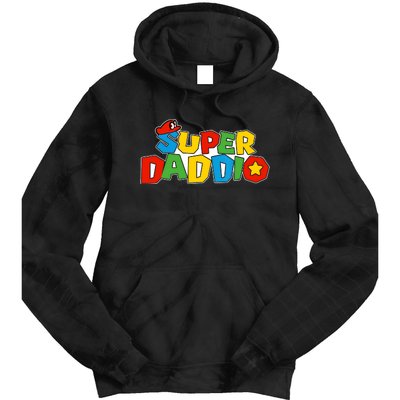 Super Daddio Funny Dad Daddy Father Video Game Lovers Tie Dye Hoodie