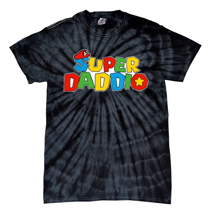 Super Daddio Funny Dad Daddy Father Video Game Lovers Tie-Dye T-Shirt