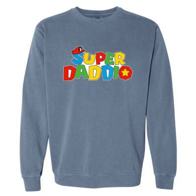 Super Daddio Funny Dad Daddy Father Video Game Lovers Garment-Dyed Sweatshirt