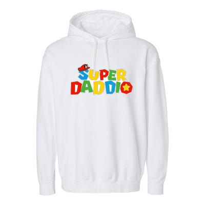 Super Daddio Funny Dad Daddy Father Video Game Lovers Garment-Dyed Fleece Hoodie