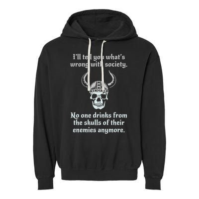 Skull Drink From The Skull Of Your Enemies Funny Garment-Dyed Fleece Hoodie
