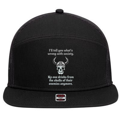 Skull Drink From The Skull Of Your Enemies Funny 7 Panel Mesh Trucker Snapback Hat