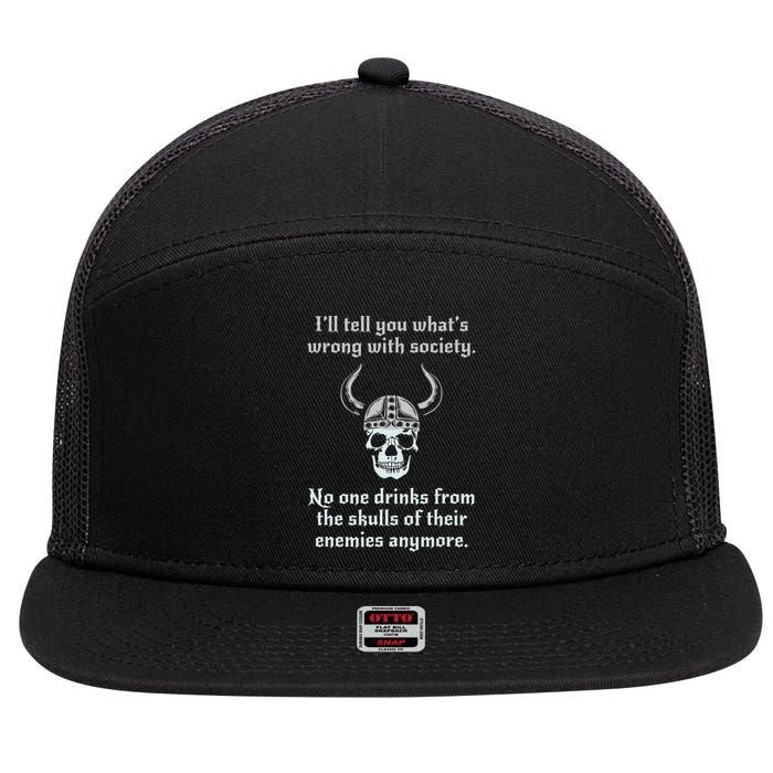 Skull Drink From The Skull Of Your Enemies Funny 7 Panel Mesh Trucker Snapback Hat