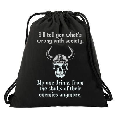 Skull Drink From The Skull Of Your Enemies Funny Drawstring Bag