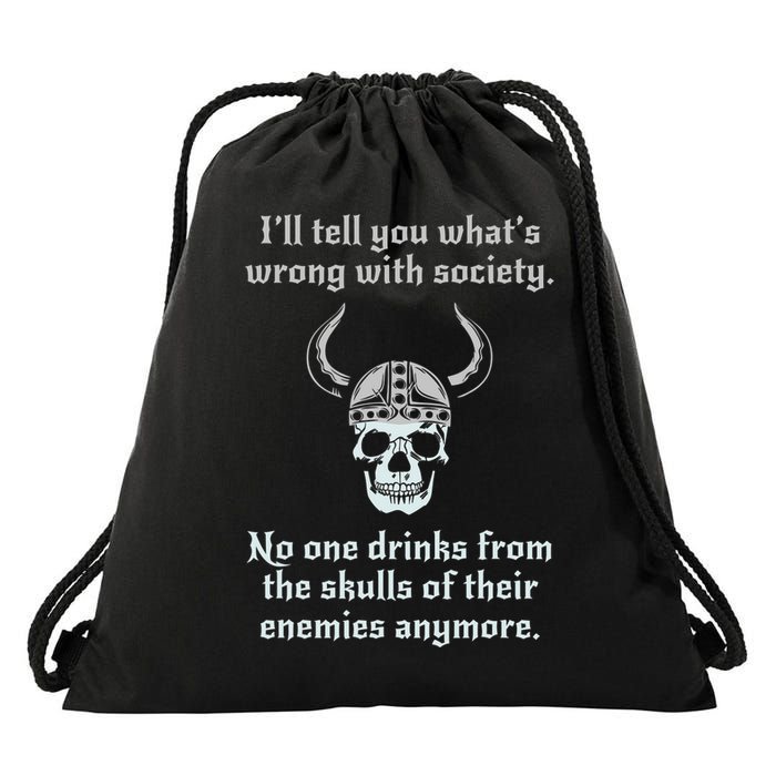 Skull Drink From The Skull Of Your Enemies Funny Drawstring Bag