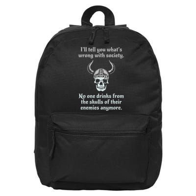 Skull Drink From The Skull Of Your Enemies Funny 16 in Basic Backpack