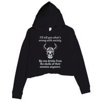 Skull Drink From The Skull Of Your Enemies Funny Crop Fleece Hoodie