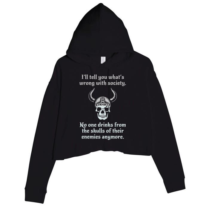 Skull Drink From The Skull Of Your Enemies Funny Crop Fleece Hoodie