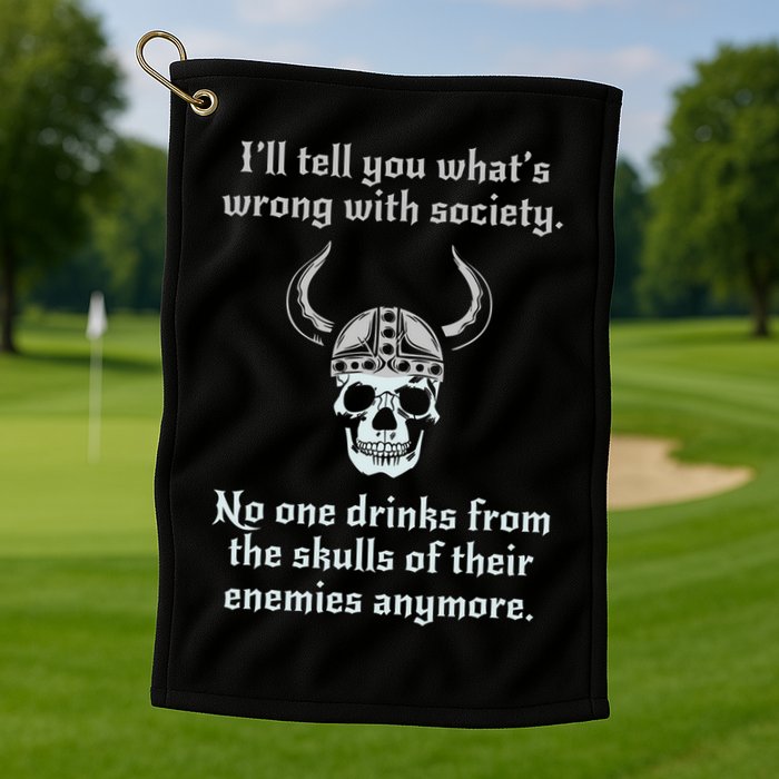 Skull Drink From The Skull Of Your Enemies Funny Golf Towel
