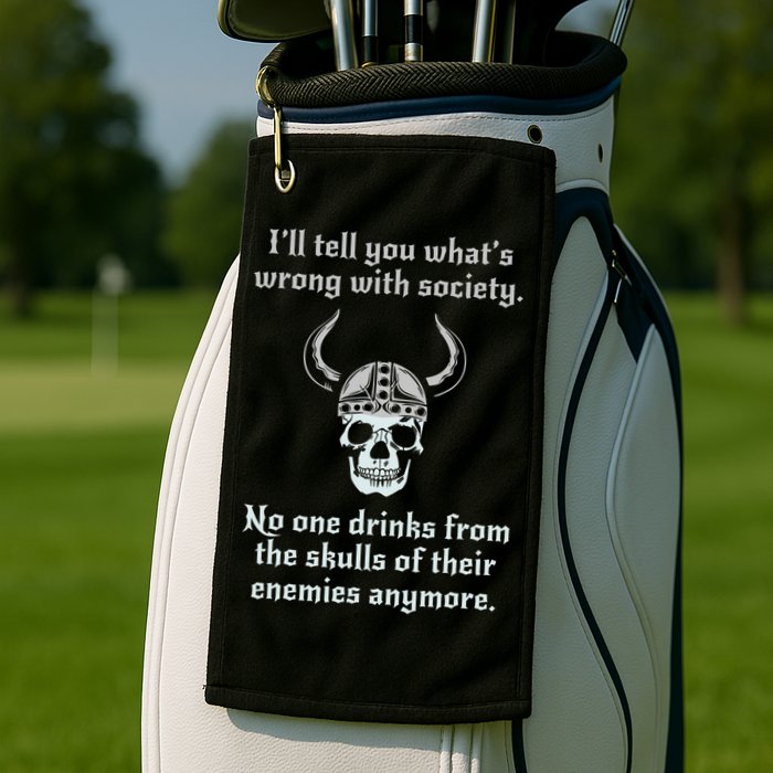 Skull Drink From The Skull Of Your Enemies Funny Golf Towel