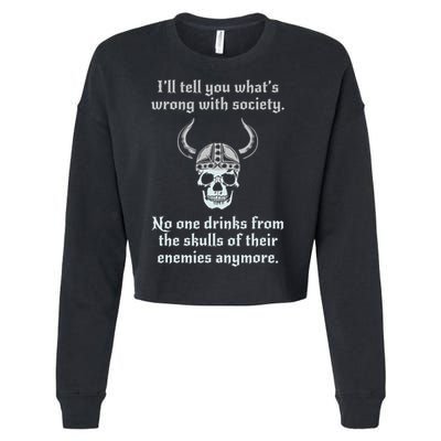 Skull Drink From The Skull Of Your Enemies Funny Cropped Pullover Crew