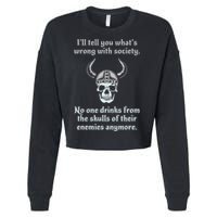 Skull Drink From The Skull Of Your Enemies Funny Cropped Pullover Crew