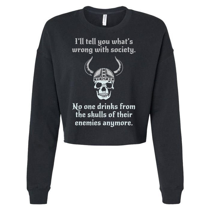 Skull Drink From The Skull Of Your Enemies Funny Cropped Pullover Crew