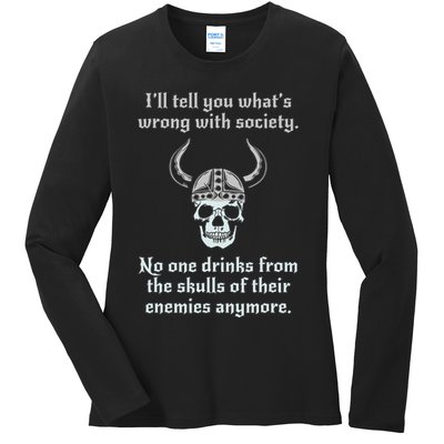 Skull Drink From The Skull Of Your Enemies Funny Ladies Long Sleeve Shirt
