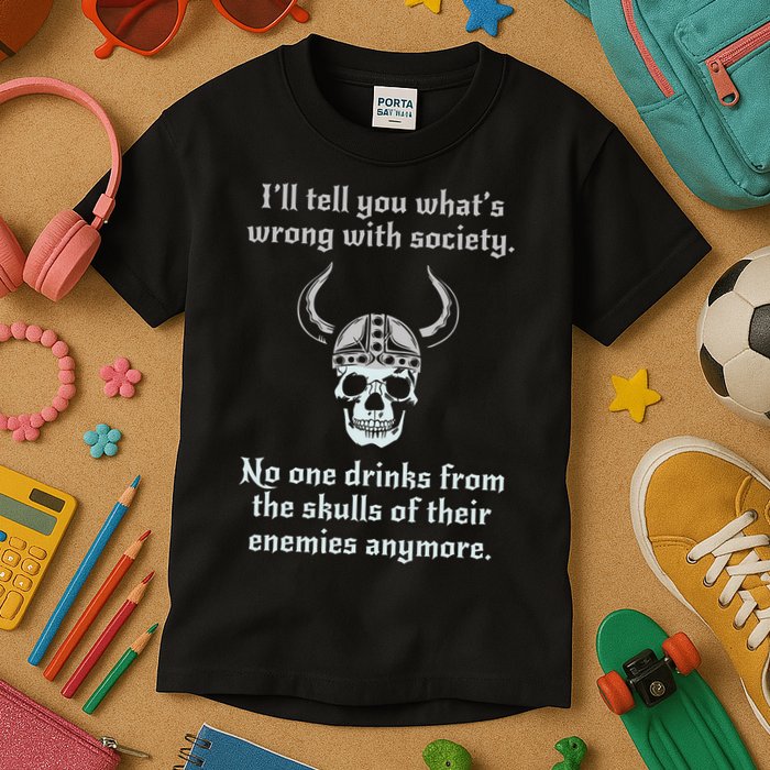 Skull Drink From The Skull Of Your Enemies Funny Kids T-Shirt