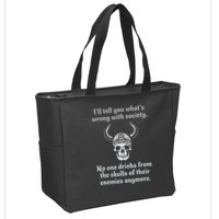 Skull Drink From The Skull Of Your Enemies Funny Zip Tote Bag