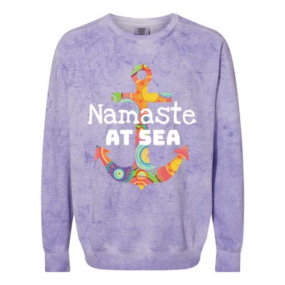 Sea Day Family Ship Cruise Vacation Namaste At Sea Gift Colorblast Crewneck Sweatshirt