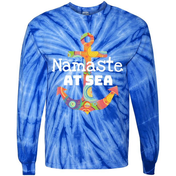 Sea Day Family Ship Cruise Vacation Namaste At Sea Gift Tie-Dye Long Sleeve Shirt