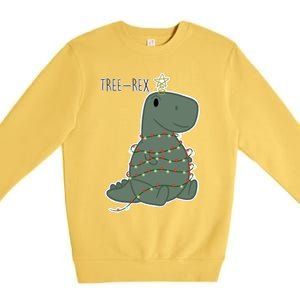 Santa Dinosaur Funny Treerex Pajamas Merry Christmas Cute Gift Premium Crewneck Sweatshirt