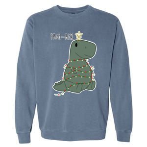 Santa Dinosaur Funny Treerex Pajamas Merry Christmas Cute Gift Garment-Dyed Sweatshirt