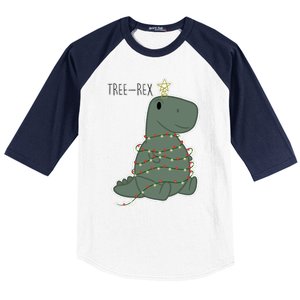 Santa Dinosaur Funny Treerex Pajamas Merry Christmas Cute Gift Baseball Sleeve Shirt