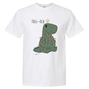 Santa Dinosaur Funny Treerex Pajamas Merry Christmas Cute Gift Garment-Dyed Heavyweight T-Shirt