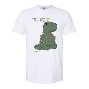 Santa Dinosaur Funny Treerex Pajamas Merry Christmas Cute Gift Softstyle CVC T-Shirt