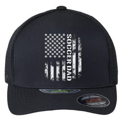 Soccer Dad Funny Usa Flag Father's Day Gift Flexfit Unipanel Trucker Cap