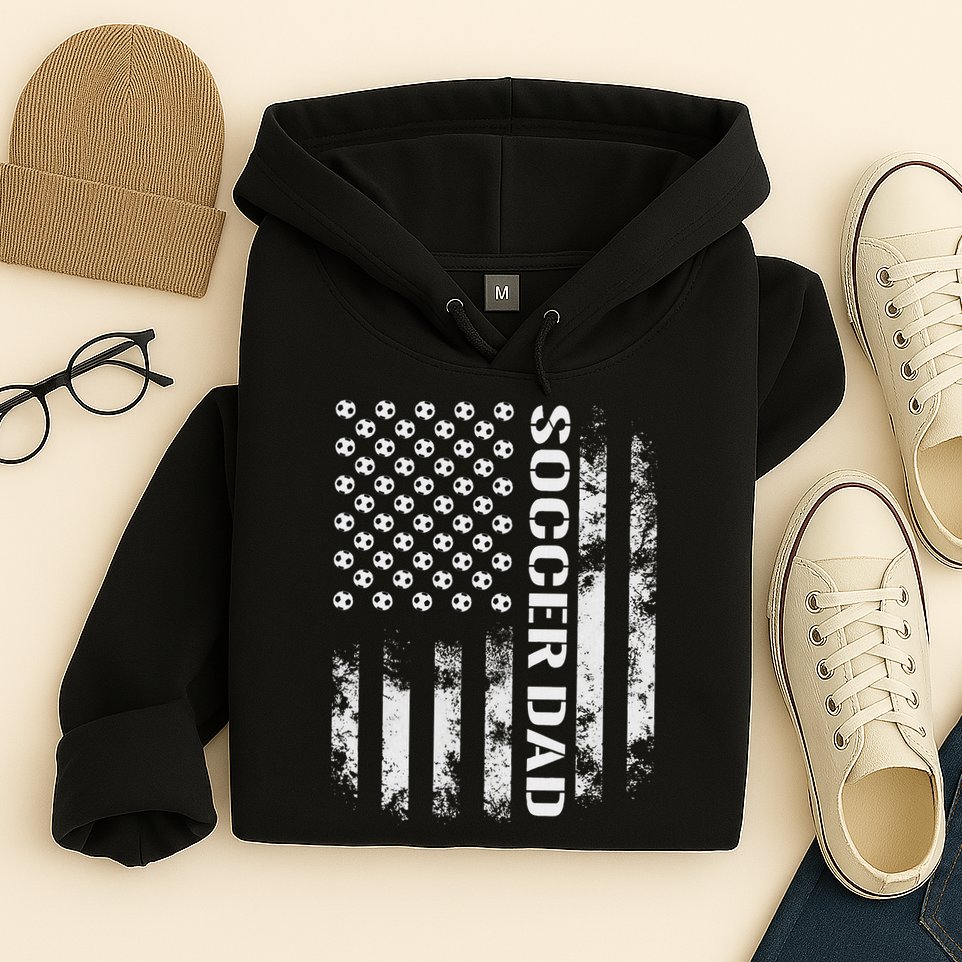 Soccer Dad Funny Usa Flag Father's Day Gift Hoodie