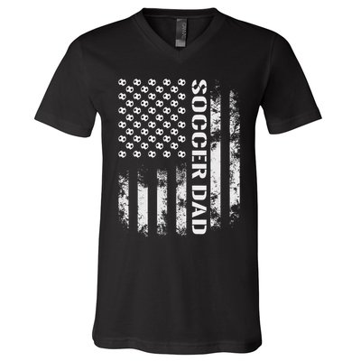 Soccer Dad Funny Usa Flag Father's Day Gift V-Neck T-Shirt