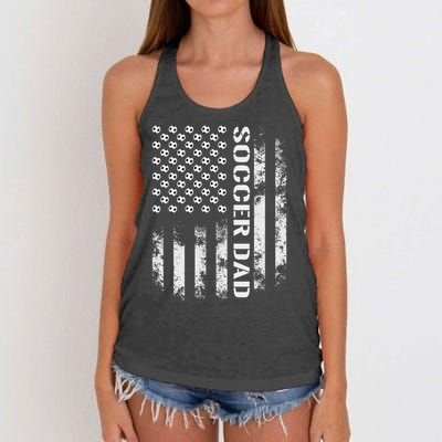 Soccer Dad Funny Usa Flag Father's Day Gift Women's Knotted Racerback Tank