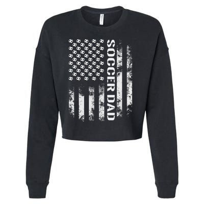 Soccer Dad Funny Usa Flag Father's Day Gift Cropped Pullover Crew