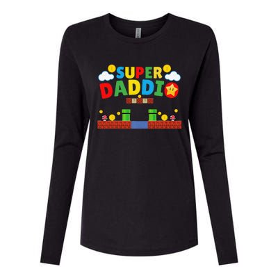 Super Dad Funny Dad Fathers Day Gamer Daddy Super Daddio Womens Cotton Relaxed Long Sleeve T-Shirt