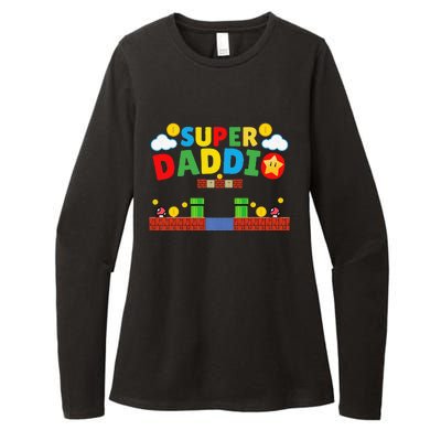 Super Dad Funny Dad Fathers Day Gamer Daddy Super Daddio Womens CVC Long Sleeve Shirt