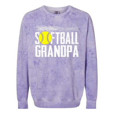 Softball Dad Fathers Day Softball Grandpa Colorblast Crewneck Sweatshirt